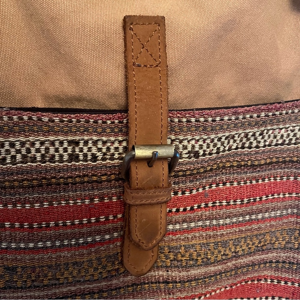 Canvas & Leather Crossbody Messenger Bag Western, Country, Boho, Unisex - Picture 5 of 10